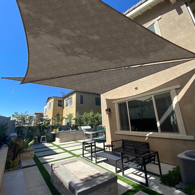SUNLAX Sun Shade Sail 8' x 10' x 12.8' Brown Rectangle Canopy Sail Shade Cover UV Block Permeable Sunshade Outdoor for Patio Backyard Deck Pergola (We Make Custom Size)