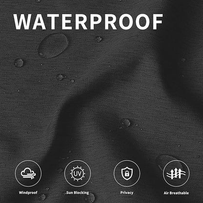 Easy-Going Linen Look Outdoor Curtains Waterproof Windproof Porch Curtains, Soft Thicken Outdoor Privacy Curtains for Patio, Gazebo, Grommet Top and Tab Bottom Drape, 1 Panel, 54x96 inch, Black