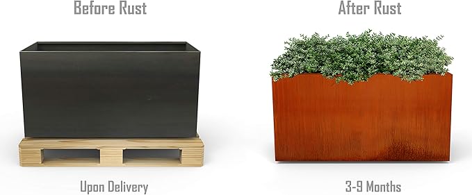 Plantercraft Large Rectangular Planters for Outdoor Plants | 84x24x36 Extra Large Corten Steel Planter Box | Heavy Duty Metal Planter for Commercial and Residential Landscaping & Privacy Screens