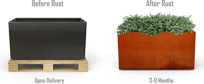 Plantercraft Large Rectangular Planters for Outdoor Plants | 96x18x24 Corten Steel Planter Box for Commercial & Residential Use | Extra Large Planters Outdoor, Fully Welded Heavy-Duty Metal