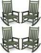 SERWALL Oversized Outdoor Rocking Chair Set of 4, HDPE Rocker for Adults, Patio Rocking Chairs for Porch, Avocado Green
