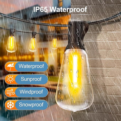 Outdoor String Led Patio Lights - 150Ft 45M Outside Waterproof Light ST38 Shatterproof Bulb Connectable Hanging Outdoor Electric Lighting for Backyard Yard Gazebo Porch Party