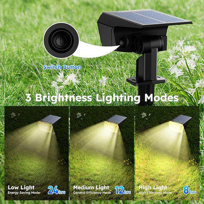TECKNET Spot Lights Outdoor with 59 LED, 8 Pack Solar Lights Waterproof IP65, Auto On/Off Solar Spot Lights Outdoor, 3 Lighting Modes Solar Powered Garden, 2-in-1 Solars Landscape Light(Warm White)
