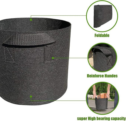 5 Pack 1 Gallon Grow Bags with Handles Garden Vegetable Flower Grow Bags Nonwoven Aeration Fabric Pots for Nursery Garden Planting