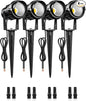 6W 700LM Low Voltage Landscape Lighting, 12V AC/DC 3000K Warm White LED Low Voltage Landscape Lights, IP65 Waterproof Outdoor Spotlights with Connectors for Garden Tree Yard 4 Pack W01SLP406