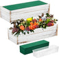 Dandat 2 Set Wood Boxes for Centerpieces 12x4 Inch Rectangle Wooden Planter Box Rustic Wooden Planters with Removable Plastic Liner Floral Foam Blocks for Christmas Wedding Home Garden Decor(White)