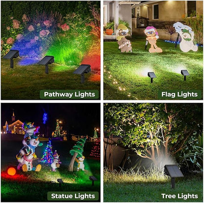 Kingsyard Solar Color Changing Lights 8 Colors, USB & Solar Powered Lights Outdoor Waterproof IP68, Multicolor RGB Outdoor for Garden Yard Landscape Decor, 2 Pack