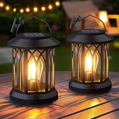 6 Pack Solar Lanterns Outdoor Waterproof - Hanging Lanterns Decorative Outdoor Patio Decor with Clip Solar Lantern for Outside - Outdoor Lanterns for Patio Garden Waterproof Gifts for Women Mom Family