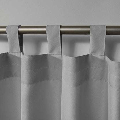 Exclusive Home Cabana Solid Indoor/Outdoor Light Filtering Hook-and-Loop Tab Top Curtain Panel, 54"x96", Cloud Grey, Set of 2