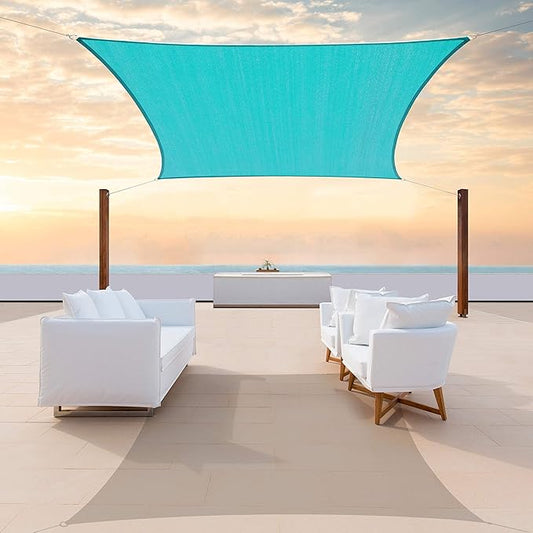ColourTree TAPR1616 Custom Size 9' x 24' Turquoise Sun Shade Sail Canopy UV Block UPF50 Rectangle - Commercial Standard Heavy Duty - 190 GSM - 3 Years Warranty