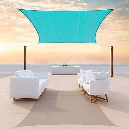 ColourTree TAPR1616 Custom Size 10' x 12' Turquoise Sun Shade Sail Canopy UV Block UPF50 Rectangle - Commercial Standard Heavy Duty - 190 GSM - 3 Years Warranty