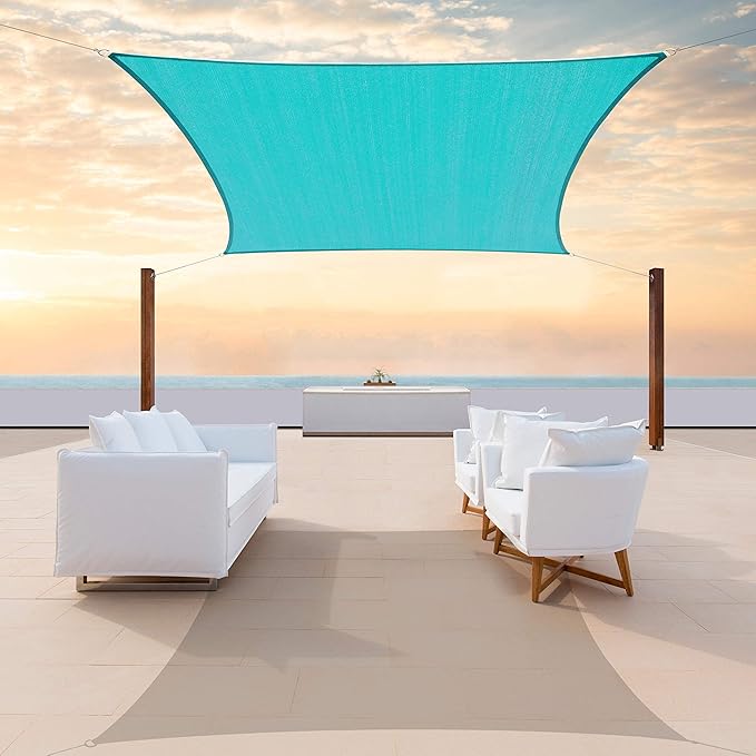 ColourTree TAPR1616 Custom Size 13' x 20' Turquoise Sun Shade Sail Canopy UV Block UPF50 Rectangle - Commercial Standard Heavy Duty - 190 GSM - 3 Years Warranty