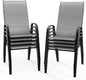 VINGLI Patio Chairs Set of 8 – Stackable Outdoor Dining Chairs with Comfortable Sling High Back Chairs and Armrests for Lawn, Poolside, Courtyard, Balcony, Garden, Silver Gray