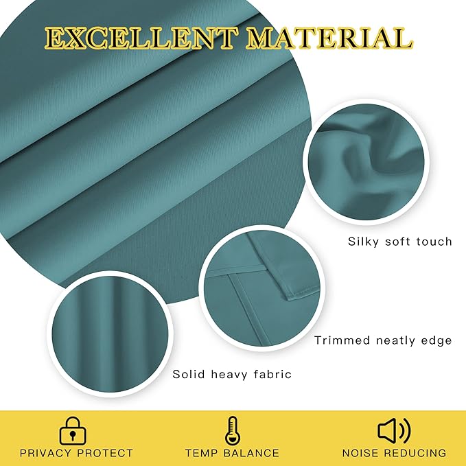 NICETOWN Blackout Curtain Blind Window Panel - (Sea Teal Color) Home Decor Window Treatment Drape Modern Design Drapery for Patio Door Room, 52Wx84L,1 Panel