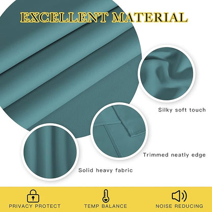 NICETOWN Blackout Sliding Glass Door Curtains, Room Darkening Thermal Insulated Curtains for Living Room Bedroom, Extra Wide Window Drapes, 1 Panel, W80 x L118, Sea Teal