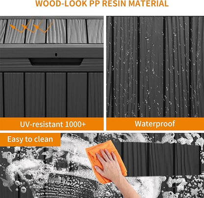45 Gallon Waterproof Outdoor Storage Box,Resin Deck Box,Lockable Outside Storage Box Container for Patio Furniure,Garden,Tools (45 Gallon,Black)