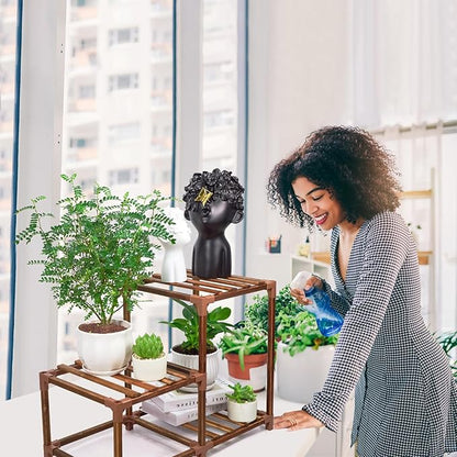 XXXFLOWER Plant Stand Indoor Outdoor 3 Tiers Wood Plant Shelf for Multiple Plants ，Large Plant Rack for Window Garden Balcony Patio Porch Living Room