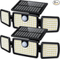 MIHANI Solar Flood Lights Outdoor, 2500LM Motion Sensor Security Lights with 270° Wide Angle, IP65 Waterproof, 3 Heads Solar Outdoor Lights for Patio, Yard, House, Garage (Non-Remote, 2 Pack)