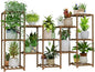 Bamworld Large Plant Shelf Outdoor Wood Plant Stand Large Rack for Living Room Patio, Balcony and Garden