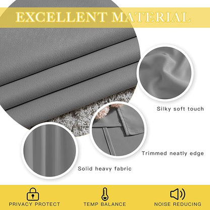 NICETOWN Blackout Sliding Door Curtain for Living Room, Grommet Room Divider Curtain Privacy Thermal Insulated Sound Reducing Window Treatment for Bedroom (1 Panel, Silver Grey, W80 x L108)