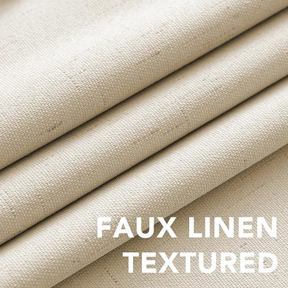 H.VERSAILTEX 100% Blackout Curtains for Bedroom Thermal Insulated Linen Textured Curtains Heat and Full Light Blocking Drapes Living Room Curtains 2 Panel Sets, Bleached Sand, 52x72 Inch