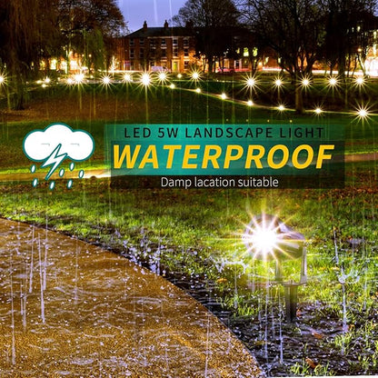LED Landscape Lights,5W 120V AC Outdoor Pathway Garden Yard Spotlight,IP65 Waterproof Garden Flood Light,Outdoor Spotlight with Stake,UL Cord 5-ft with Plug (Pack of 1, Daylight White)