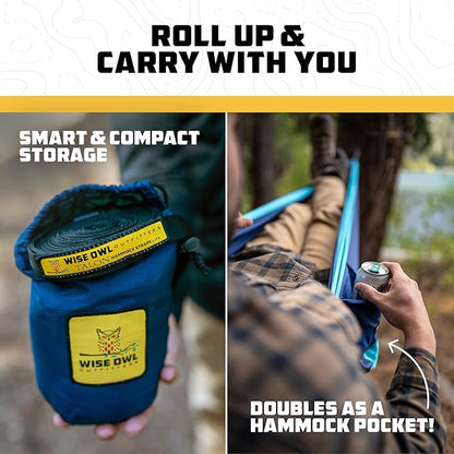 Wise Owl Outfitters Camping Hammock – 500lbs Portable Hammock with Tree Straps - Travel, Backpacking, Hiking, Outdoors Camping Gear - Single or Double