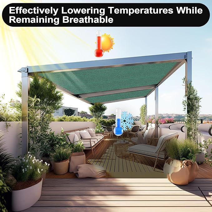 Artpuch 90% Sun Shade Cloth, 10 x 20 FT Pergola Shade Cover Canopy with Grommets, Sun Screen Fabric Tarp for Patio, Outdoor, Garden, Backyard, Green