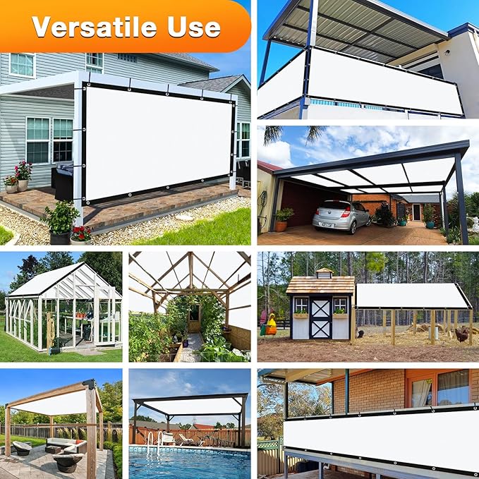 Artpuch Outdoor Pergola Shade Cover 10' X 20' Sun Shade Cloth with Grommets, 90% UV Protection Canopy Patio Privacy Screen (Customized Available) GN107, White