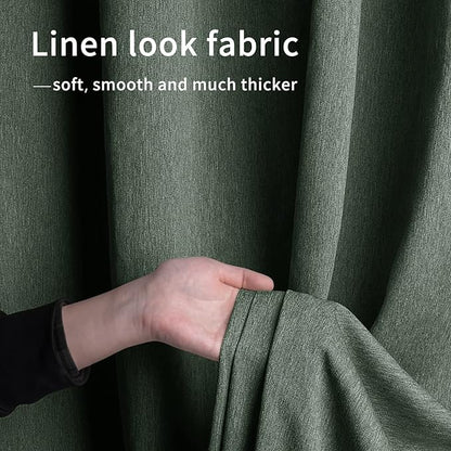 Easy-Going Linen Look Outdoor Curtains Waterproof Windproof Porch Curtains, Soft Thicken Outdoor Privacy Curtains for Patio, Gazebo, Grommet Top and Tab Bottom Drape, 1 Panel, 54x84 inch, Sage Green