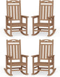 Oversized Outdoor Rocking Chairs Set of 4, High Back Porch Rocker Chair, HDPE All Weather Resistant Rocking Chairs for Patio,380lbs Weight Capacity, Teak