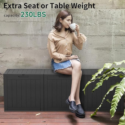 Outdoor Storage Box, 30 Gallon Waterproof Lockable Resin Deck Box for Patio, Garden & Storage, Easy Assembly Indoor & Outdoor Use, Black