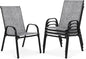Outdoor Stackable Chairs Set of 4, Stacking Patio Chairs with Textilene Fabric, Outside Furniture for Garden Backyard Balconie Poolside Deck, Grey