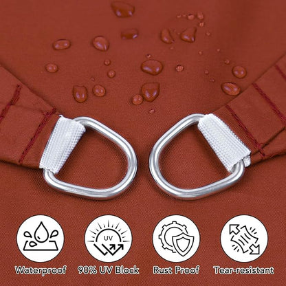 Artpuch Waterproof Sun Shade Sail, 14'x14' Rust Red Rectangular, UV Resistant Rain Canopy, Curved Edges Shade Cloth for Outdoor Patio, Deck, Yard (Customizable)