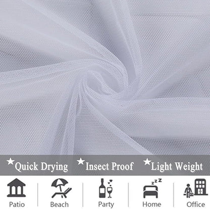10 x 10 ft Outdoor White Tulle Backdrop Curtains Waterproof Voile Sheer Screen Breathable Mash Netting Light Filtering Privacy Curtains for Patio Porch Yard Pergola Gazebo, 2 Panels