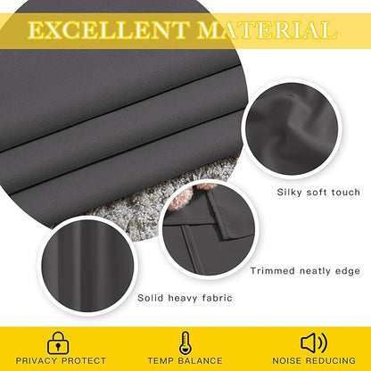 NICETOWN Blackout 118 inch Long Curtain for Living Room, Grommet Room Divider Sound Reducing Window Treatment for Sliding Glass Door/Bedroom, Gray, W80 x L118, 1 Panel
