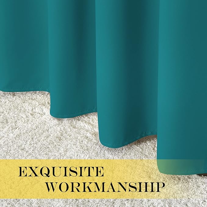 NICETOWN Sliding Door Curtain 108 Inches Long - Blackout Thermal Insulated Grommet Room Divider Privacy Drape for Patio Glass Door, 1 Panel, Peacock Teal, 100 Inch Extra Wide