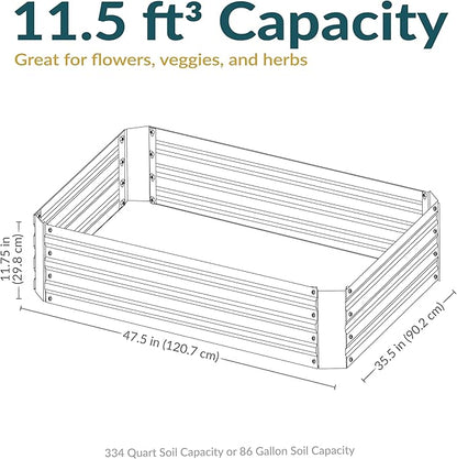 Sunnydaze 11.75" H Raised Metal Garden Bed - Galvanized Raised Garden Bed Outdoor for Vegetables and Flowers - Dark Gray - 4' x 3' Rectangle