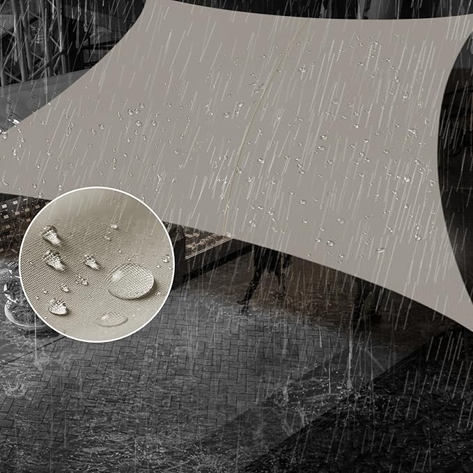 SUNNY GUARD Waterproof Sun Shade Sail 7' x 9' Taupe Rectangle UV Block Sunshade for Backyard Yard Deck Patio Garden Outdoor Activities and Facility(Customized)