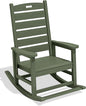 SERWALL Outdoor Rocking Chair, Oversized Rocking Chair with Footrest for Adults, HDPE All Weather Resistant Rocking Chairs for Patio, 350lbs Weight Capacity, Avocado Green