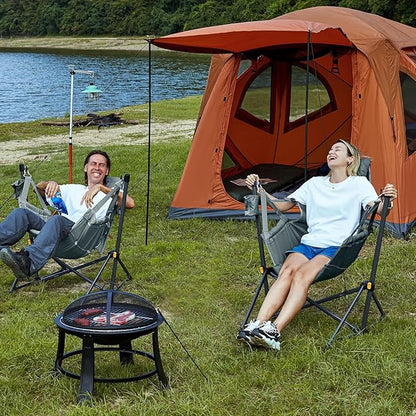 Timber Ridge Hammock Camping Chair with Adjustable Backrest, Heavy Duty Folding Hammock Chair Supports 300lbs, Portable Hammock Chair for Camping, Travelling and Patio, Grey