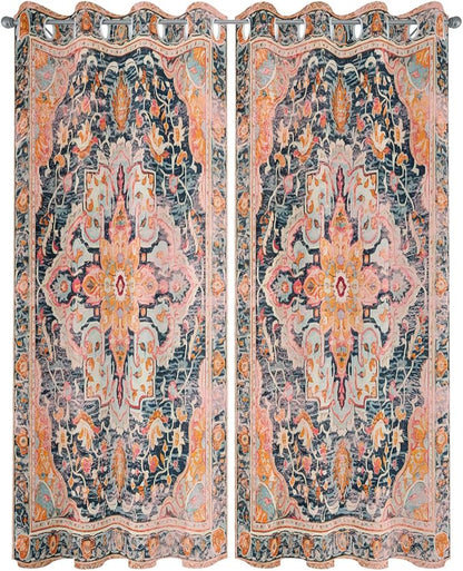Rustic Boho Outdoor Curtains for Patio Waterproof, Grommet Privacy Curtain Drapes Weatherproof Outside Curtains for Porch GazeboPergola Cabana 2 Panel 54x108inch Ethnic Turkish Floral Geometric