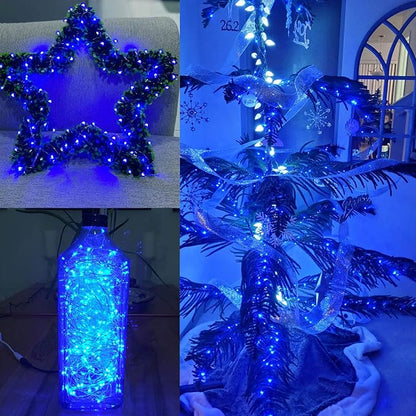 66Ft 200LED Fairy Lights Plug in, Waterproof String Lights Outdoor & Indoor 8 Modes with Timer, Christmas Light Bedroom Decor, Twinkle Light for Girl's Room Garden Christmas Decorations (Blue)