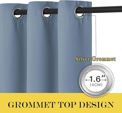NICETOWN Stone Blue Blackout Doorway Curtain 80 inches Long - Grommet Thermal Curtain Privacy Window Treatment Room Darkening for Bedroom/Living Room (1 Panel, W46 x L80)