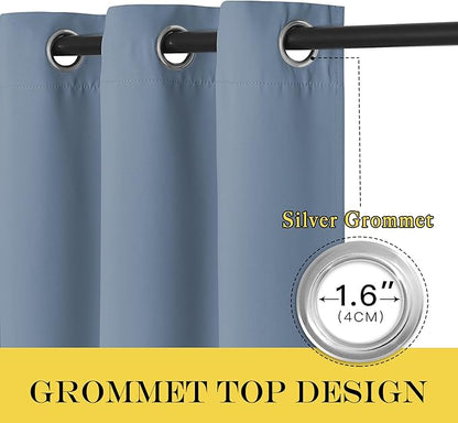 NICETOWN Stone Blue Blackout Bedroom Curtain 78 inch Length - Grommet Privacy Window Treatment Light Blocking Sound Reducing Thermal Drape for Living Room (1 Panel, W52 x L78)