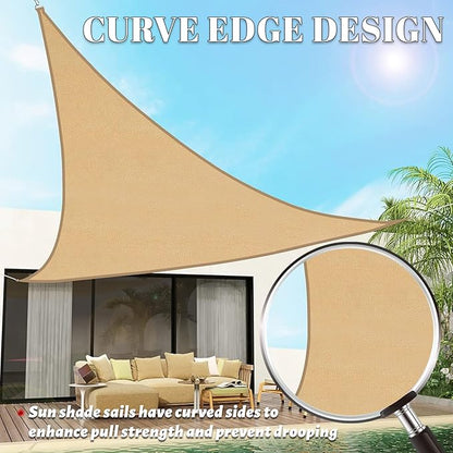 SUNLAX Custom Size 13'x23'x26.4' Sand Sun Shade Sail Right Triangle UV Block Sunshade for Backyard Yard Deck Patio Garden Outdoor Facility (Customized)