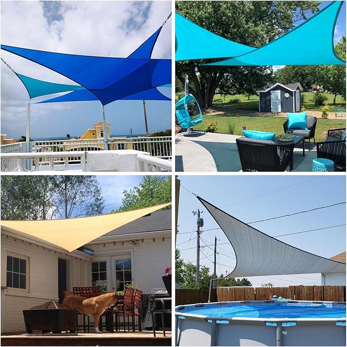 Patio Paradise 26' x 26' x 26' Sun Shade Sail Triangle Canopy Shade Cloth Fabric Sunlight Block Patio Pergola Cover HDPE Deck Awning for Outdoor Backyard Roof Shading, Gray