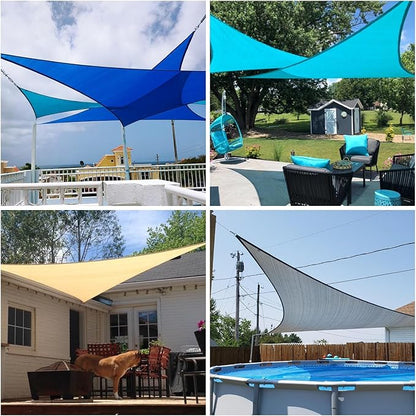 Patio Paradise 6' x 6' x 6' Sun Shade Sail Triangle Canopy Shade Cloth Fabric Sunlight Block Patio Pergola Cover HDPE Deck Awning for Outdoor Backyard Roof Shading, Sand