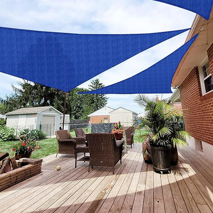 Patio Paradise 2' x 2' x 2' Sun Shade Sail Triangle Canopy Shade Cloth Fabric Sunlight Block Patio Pergola Cover HDPE Deck Awning for Outdoor Backyard Roof Shading, Blue