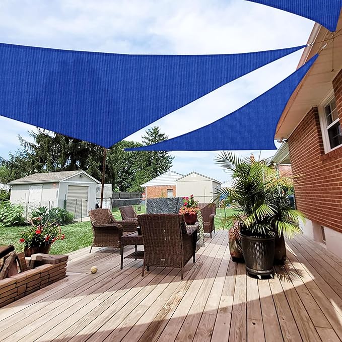 Patio Paradise 28' x 28' x 28' Sun Shade Sail Triangle Canopy Shade Cloth Fabric Sunlight Block Patio Pergola Cover HDPE Deck Awning for Outdoor Backyard Roof Shading, Blue